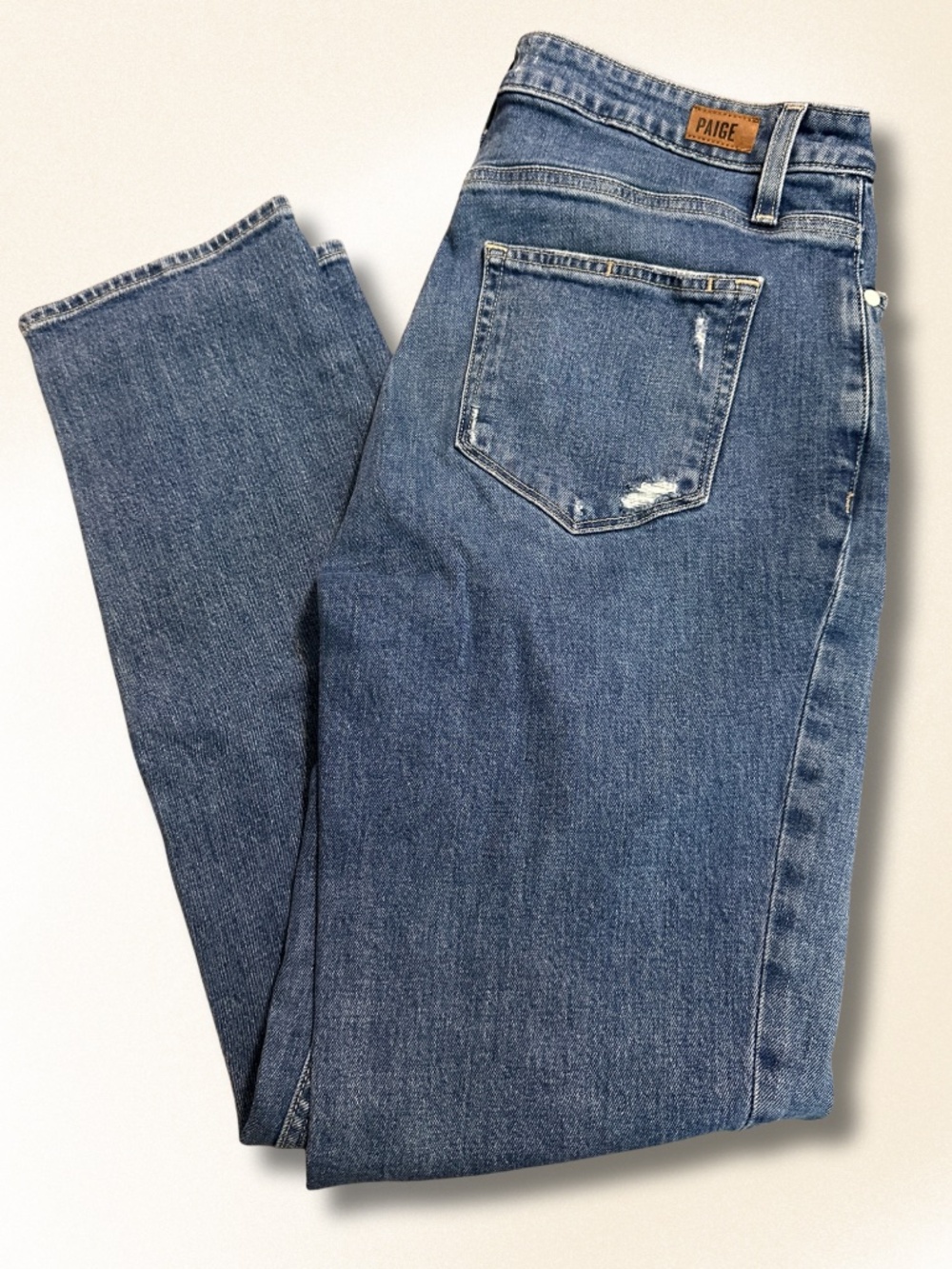 PAIGE Sarah Slim Distressed Jeans Size 30 Frayed Hem Denim